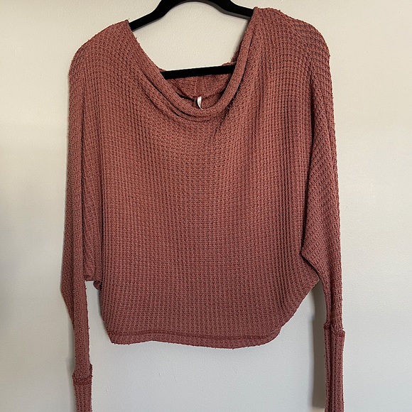 Free People Sweaters - Free People Pink Loose Neck Thermal Sweater size S